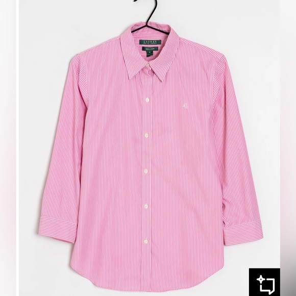 Lauren Ralph Lauren Tops - Lauren Ralph Lauren 💯 % cotton non-iron Pink Stripe women’s Shirt